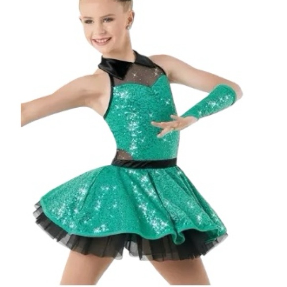 Weissman Dance Costume Elastic Heart Sequins Mesh Tulle SC S Small